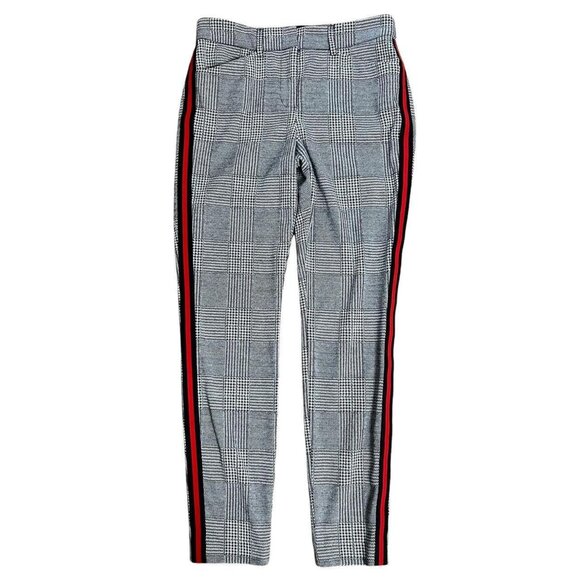 Express Women’s Skinny Stretch Houndstooth Plaid Tuxedo Stripe Trousers Size 4 - Picture 1 of 8